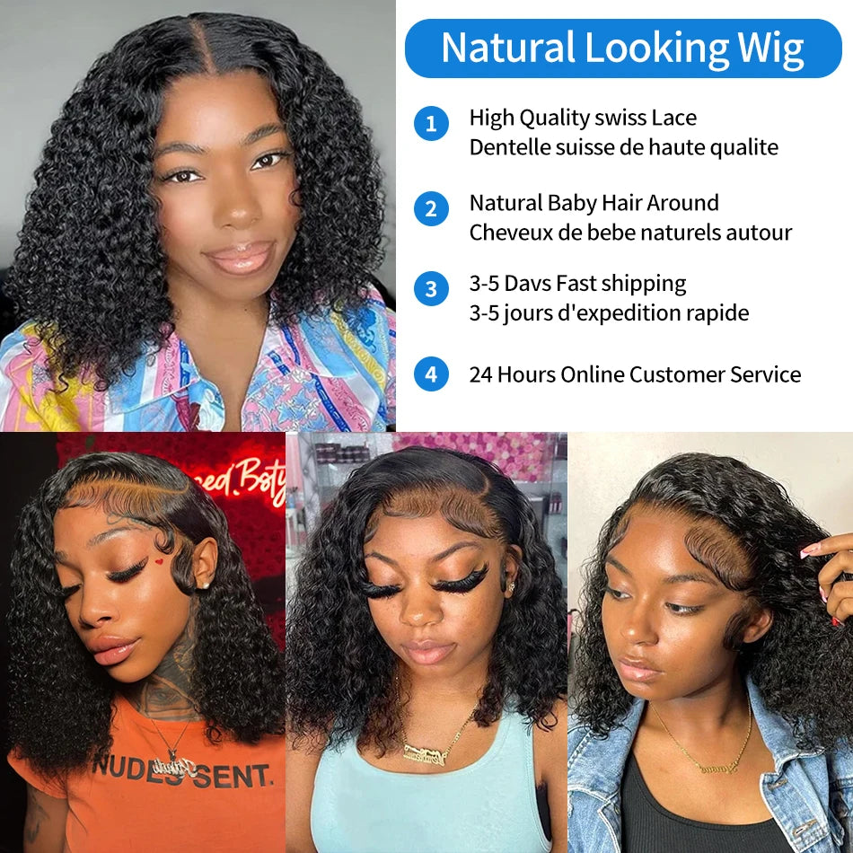 Xcurly Curly Short Bob Human Hair Wigs 13x4 13X6 HD Lace Frontal Wig Brazilian Deep Wave 5x5 Closure Wig For Women Pre Plucked