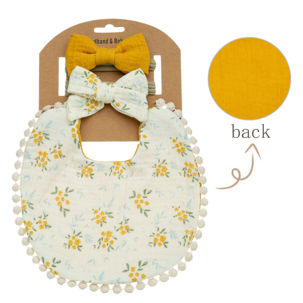 Baby Cotton Bib Children Bow Headband Suit