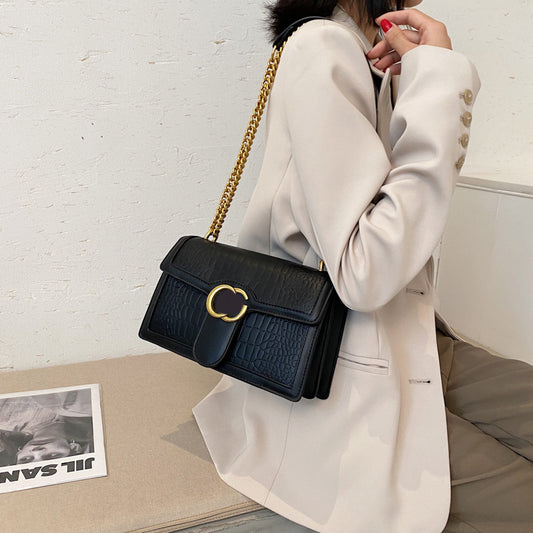 Bag Women New Fashion Texture Small Square Bag Chain Western Style Crocodile Pattern One-shoulder Diagonal Women Bag