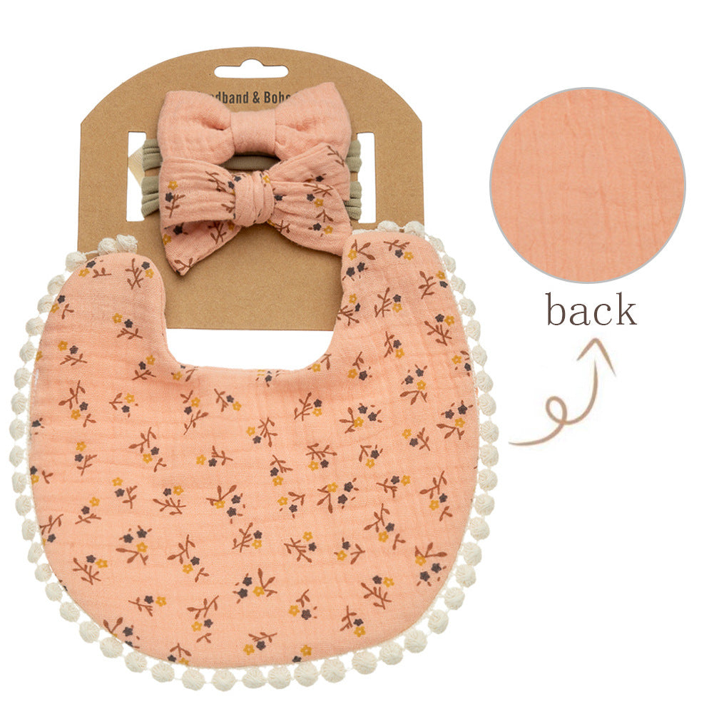 Baby Cotton Bib Children Bow Headband Suit