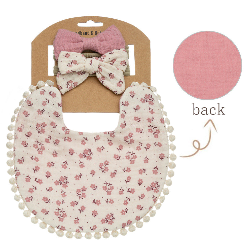 Baby Cotton Bib Children Bow Headband Suit