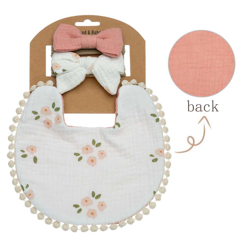 Baby Cotton Bib Children Bow Headband Suit