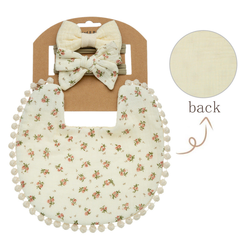 Baby Cotton Bib Children Bow Headband Suit