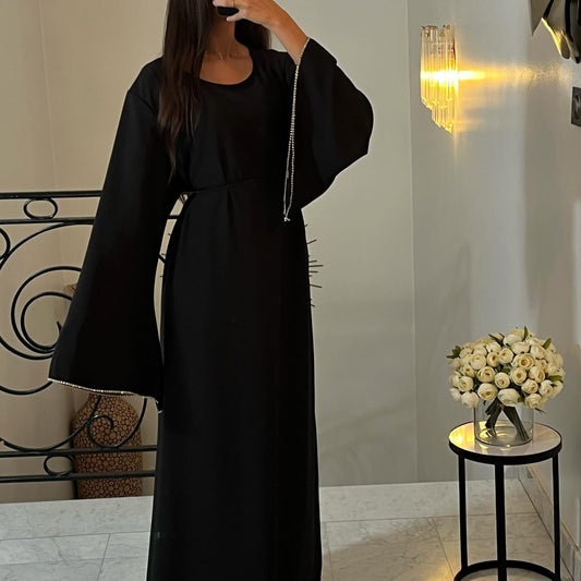 XY-1204 Fashion Spring And Summer New European And American Women&#039;s Clothing Middle East Muslim Elegant Waist Sleeve Diamond Dress