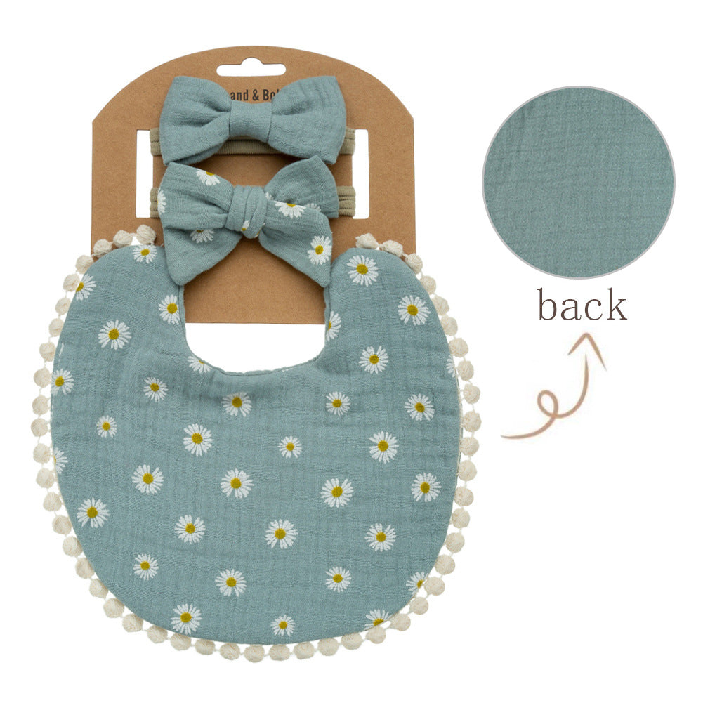 Baby Cotton Bib Children Bow Headband Suit