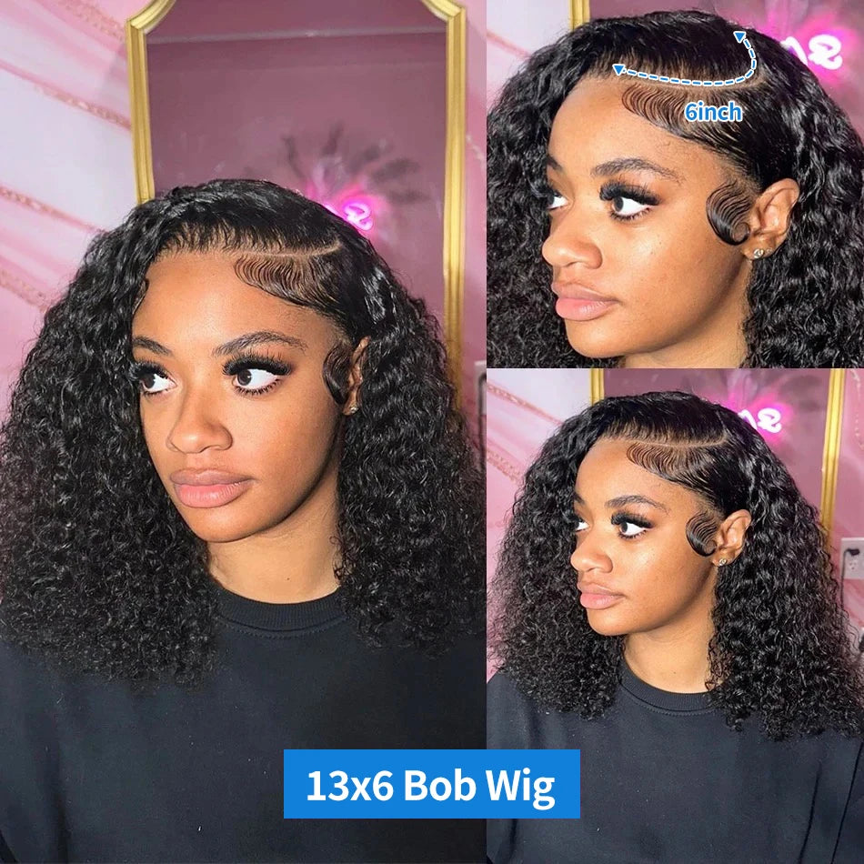 Xcurly Curly Short Bob Human Hair Wigs 13x4 13X6 HD Lace Frontal Wig Brazilian Deep Wave 5x5 Closure Wig For Women Pre Plucked